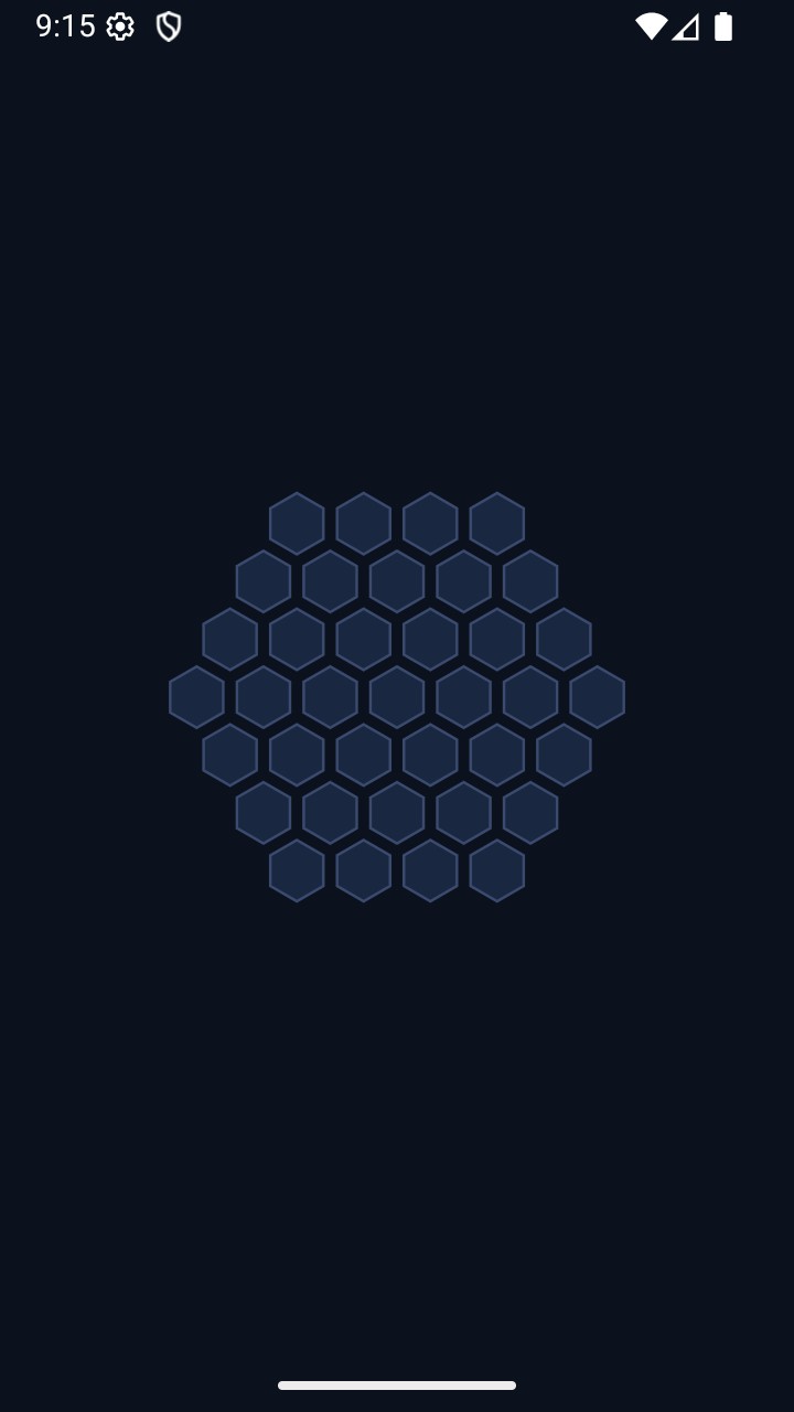 The lock screen: just a dark honeycomb