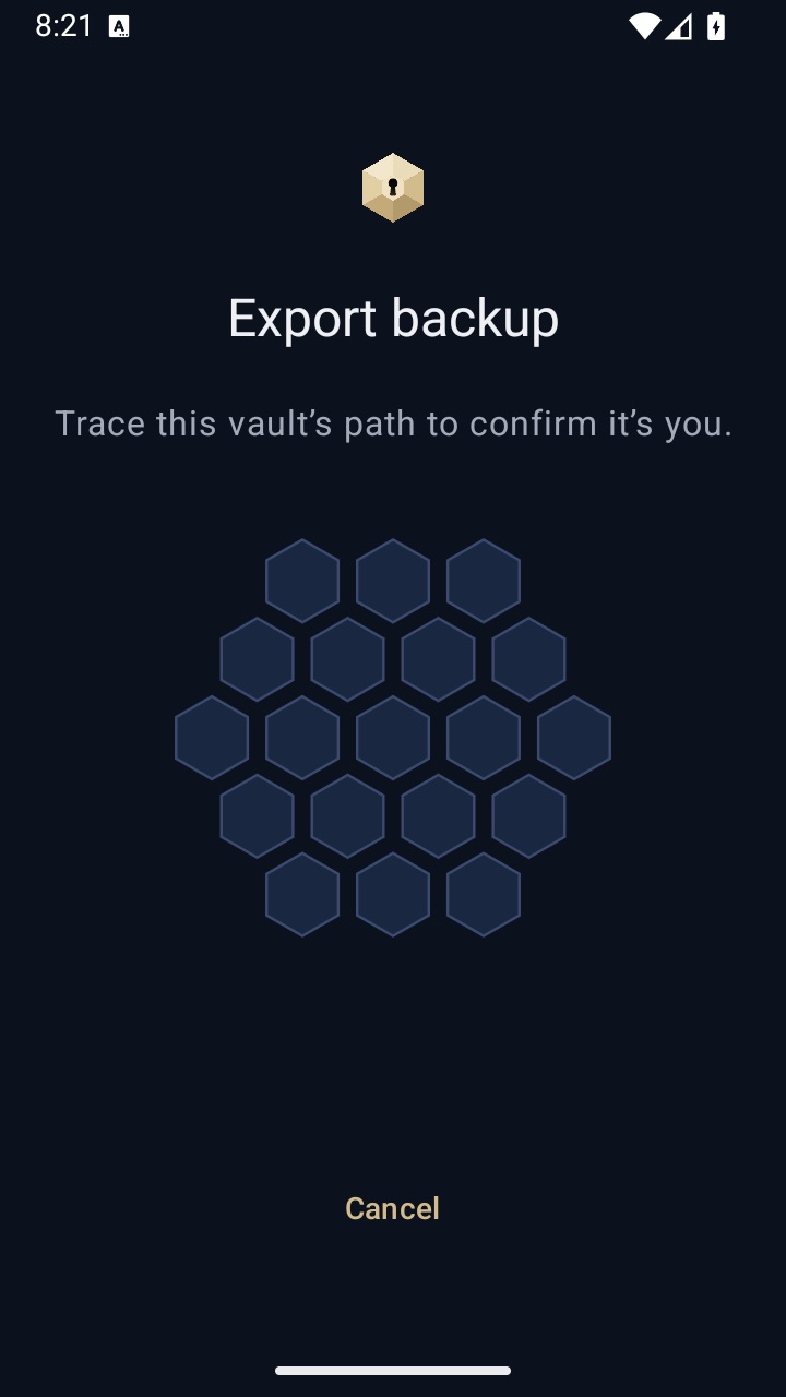 Exporting an encrypted backup of a vault